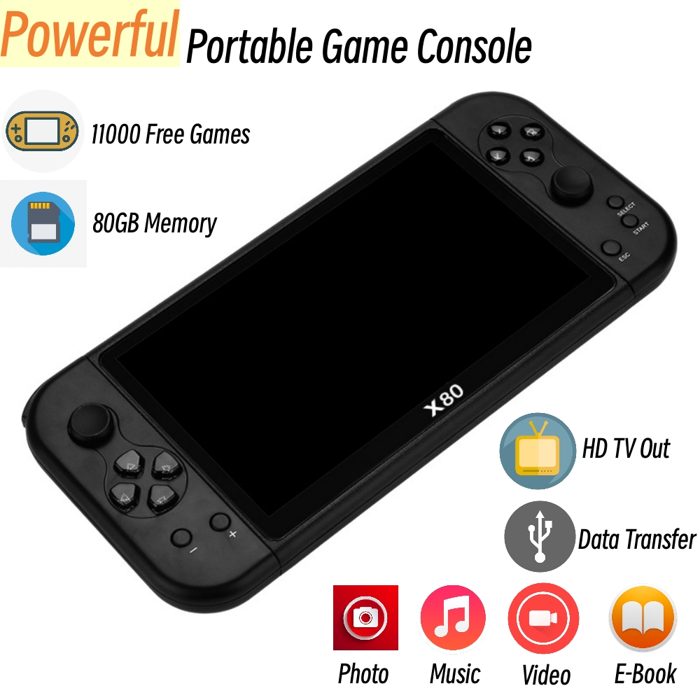 Máquina de jogo retro portátil - Gaming Console X80 avaliação e preço